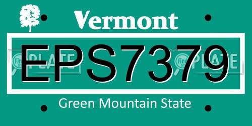 EPS7379 Vermont License Plate