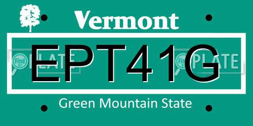 EPT41G Vermont License Plate