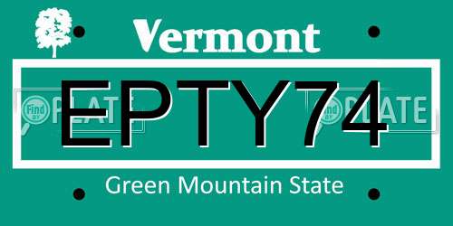 EPTY74 Vermont License Plate