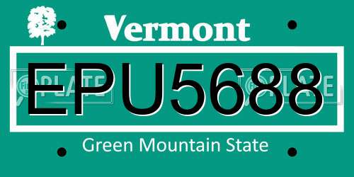 EPU5688 Vermont License Plate