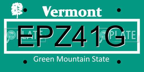 EPZ41G Vermont License Plate
