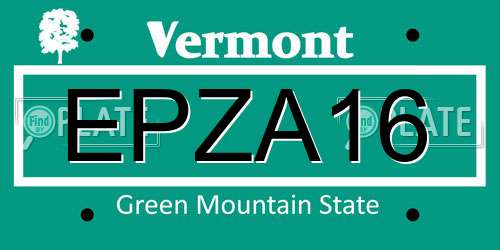 EPZA16 Vermont License Plate