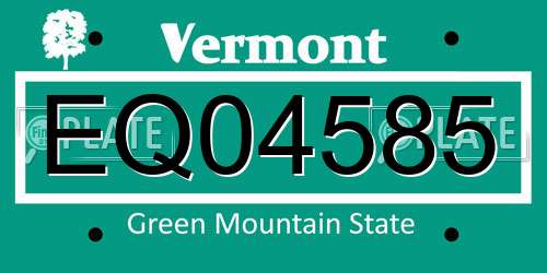 EQ04585 Vermont License Plate