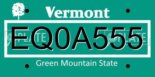 EQ0A555 Vermont License Plate