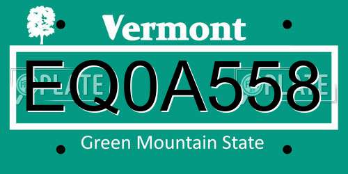 EQ0A558 Vermont License Plate