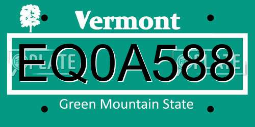 EQ0A588 Vermont License Plate