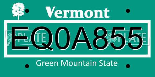 EQ0A855 Vermont License Plate