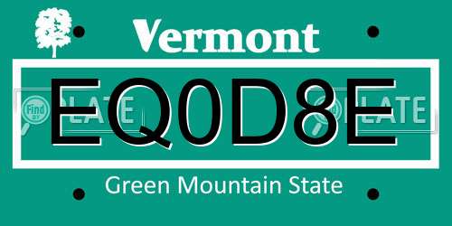 EQ0D8E Vermont License Plate