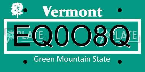 EQ0O8Q Vermont License Plate