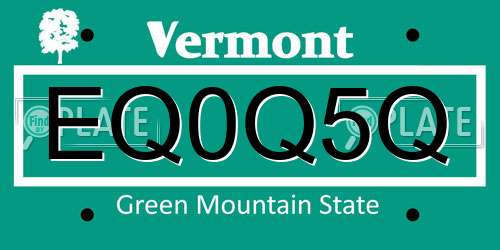 EQ0Q5Q Vermont License Plate