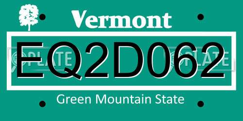 EQ2D062 Vermont License Plate