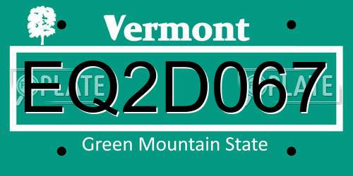 EQ2D067 Vermont License Plate
