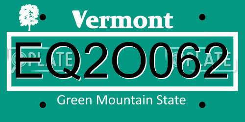 EQ2O062 Vermont License Plate