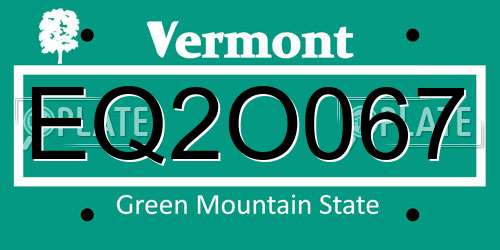 EQ2O067 Vermont License Plate