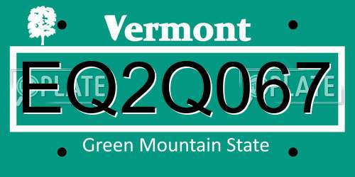 EQ2Q067 Vermont License Plate