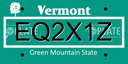 EQ2X1Z Vermont License Plate