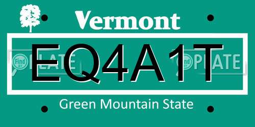 EQ4A1T Vermont License Plate