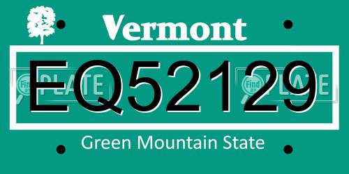 EQ52129 Vermont License Plate