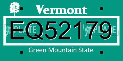 EQ52179 Vermont License Plate