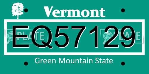 EQ57129 Vermont License Plate
