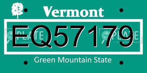 EQ57179 Vermont License Plate