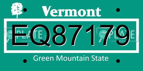 EQ87179 Vermont License Plate
