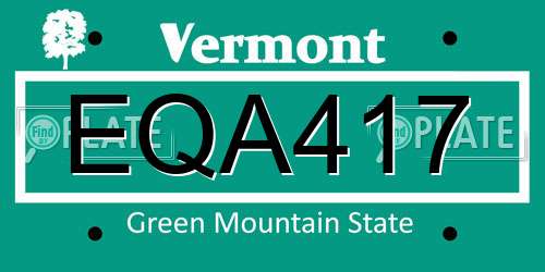 EQA417 Vermont License Plate