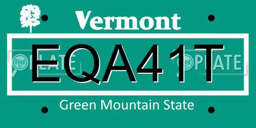 EQA41T Vermont License Plate