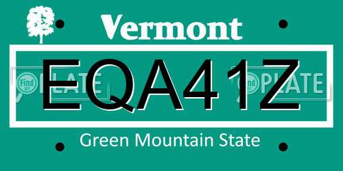 EQA41Z Vermont License Plate