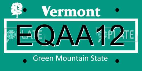 EQAA12 Vermont License Plate