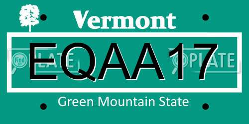 EQAA17 Vermont License Plate