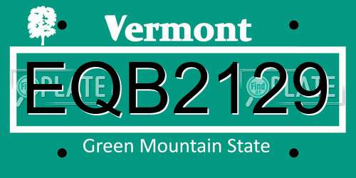 EQB2129 Vermont License Plate