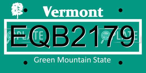 EQB2179 Vermont License Plate