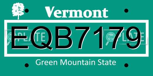 EQB7179 Vermont License Plate