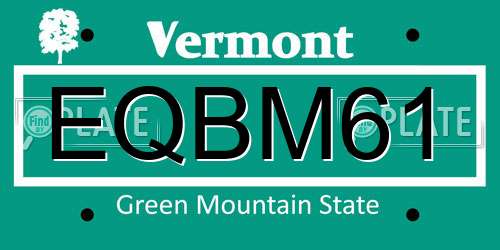 EQBM61 Vermont License Plate