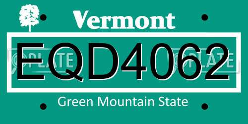 EQD4062 Vermont License Plate