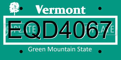 EQD4067 Vermont License Plate