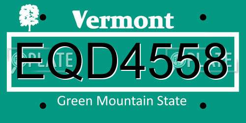 EQD4558 Vermont License Plate