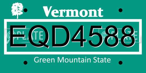 EQD4588 Vermont License Plate