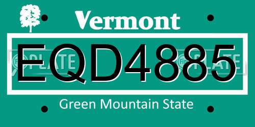 EQD4885 Vermont License Plate