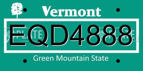 EQD4888 Vermont License Plate