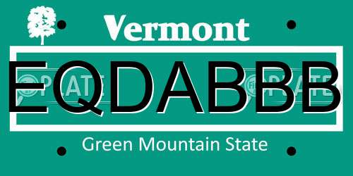 EQDABBB Vermont License Plate