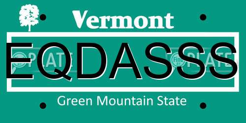 EQDASSS Vermont License Plate