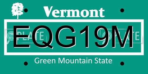 EQG19M Vermont License Plate