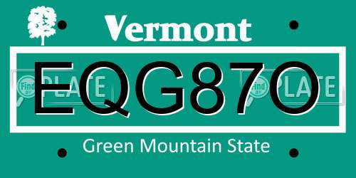 EQG87O Vermont License Plate