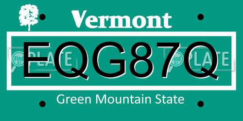 EQG87Q Vermont License Plate