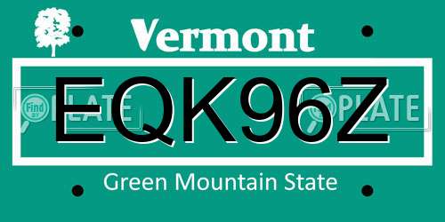 EQK96Z Vermont License Plate
