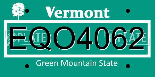 EQO4062 Vermont License Plate