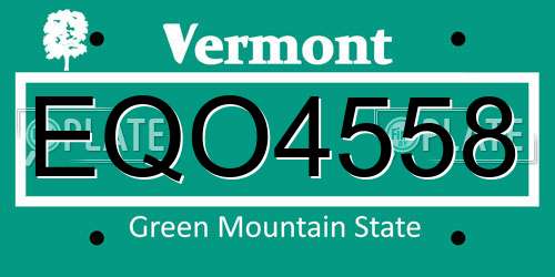 EQO4558 Vermont License Plate