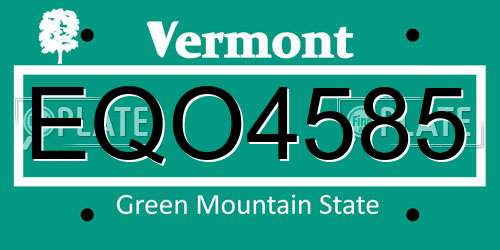 EQO4585 Vermont License Plate